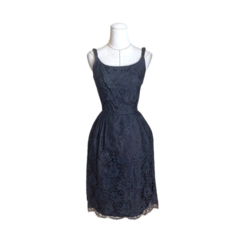 Vintage 60s Carol Craig Wiggle Cocktail Dress Black Lace Glitter Details VLV